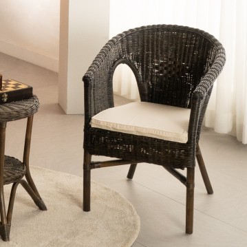 벨리아1인라탄체어(브라운/화이트/내추럴)