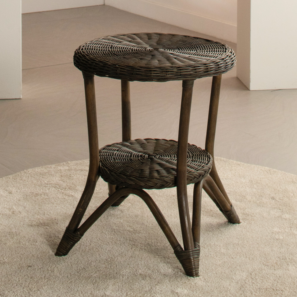 벨리아라탄원형테이블(브라운/화이트/내추럴)