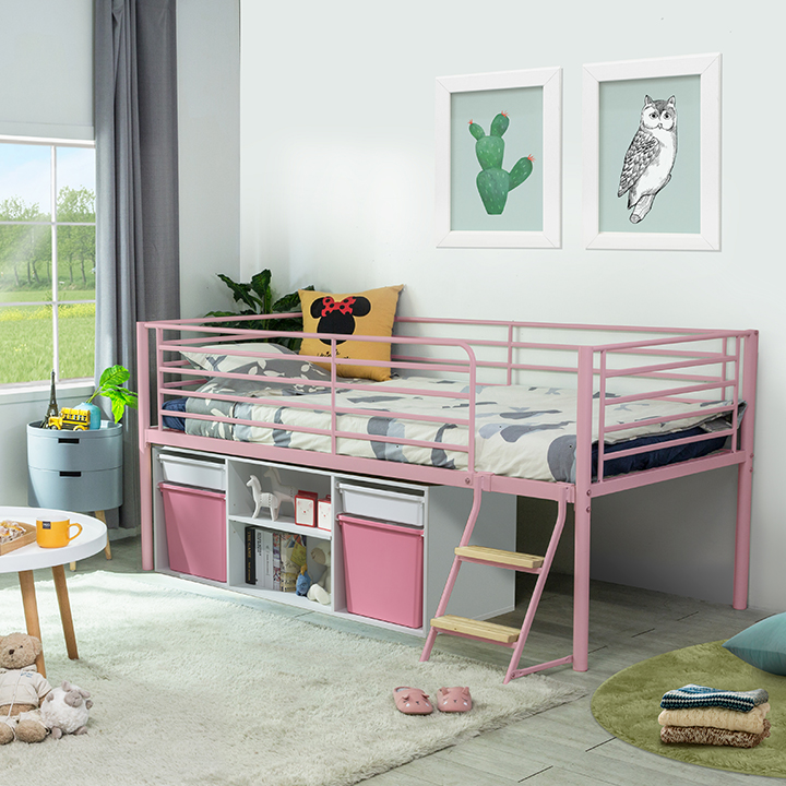 (5%추가할인/익일배송) 튜브철제벙커침대프레임+바구니서랍장세트(원목발판증정/매트리스업그레이드)