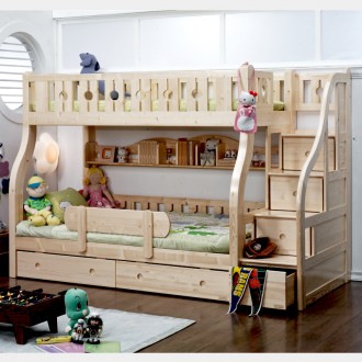 (5%추가할인/익일배송) 올리버이층침대프레임(하부서랍+책꽂이+안전가드증정)