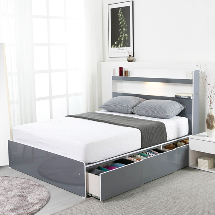 (익일배송) 에보니아 주니어 성인 수납 침대 프레임(슈퍼싱글/퀸) 무료설치