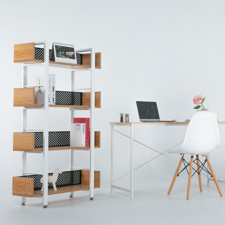 키트철제선반책장800(내추럴/아카시아)