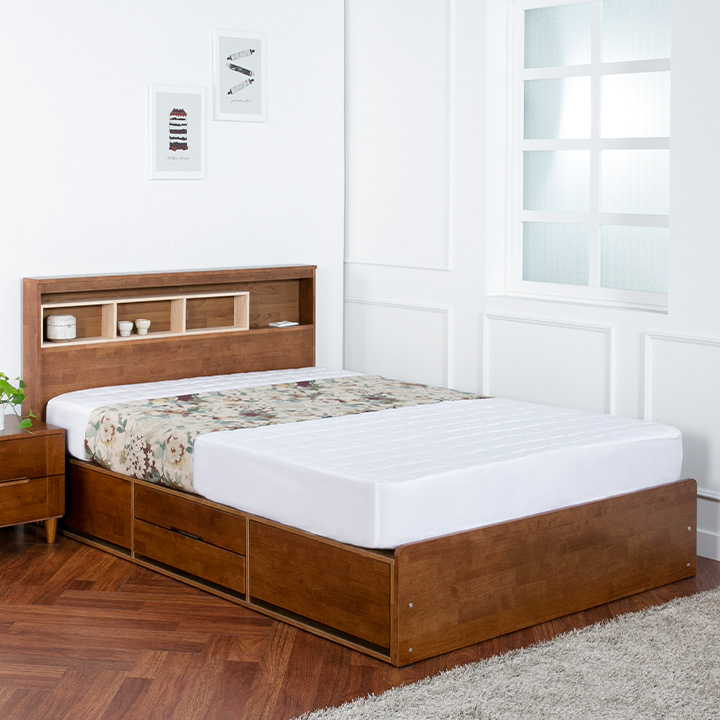 (착불) 메이든수납조명형침대프레임A형(퀸)