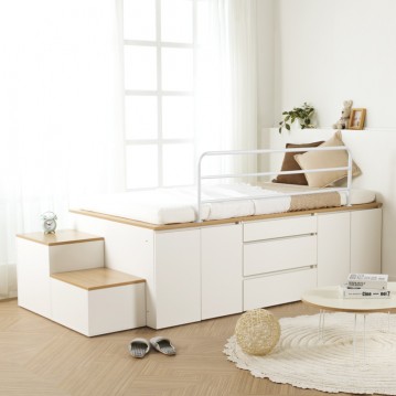 (착불) 데니스수납평상형침대프레임(슈퍼싱글/퀸)