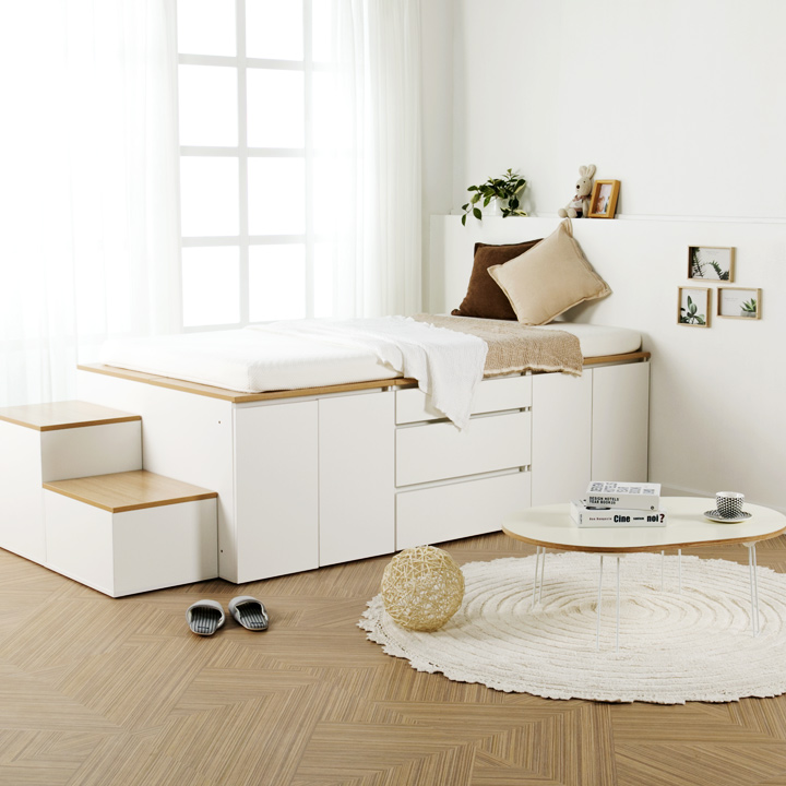 (착불) 데니스수납평상형침대프레임(슈퍼싱글/퀸)