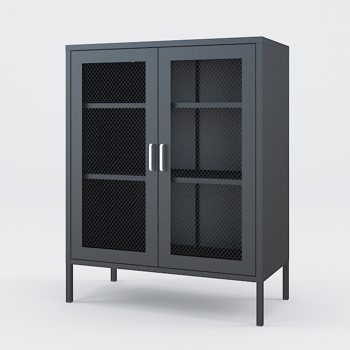 (택배배송) 블랑3단투명캐비넷매쉬수납장