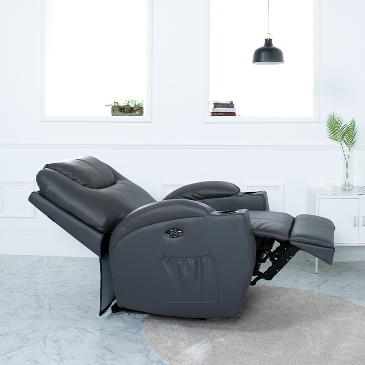 (익일배송) 코모드에어레더1인용전동리클라이너(컵홀더형)