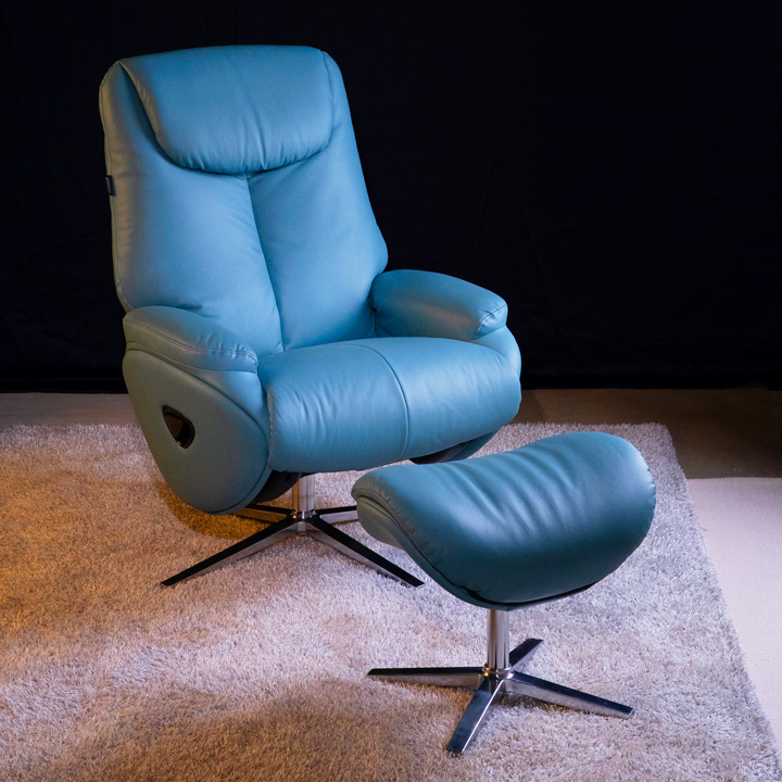 (익일배송) 로제라운지회전소파의자+풋스툴(천연면피소가죽)