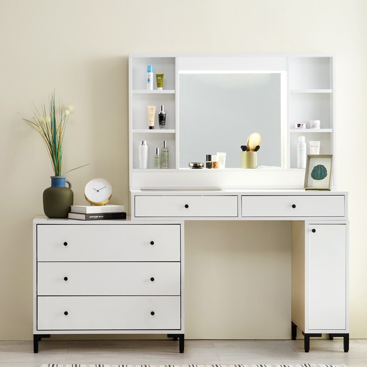 (착불) 아이비수납화장대세트(조명거울)