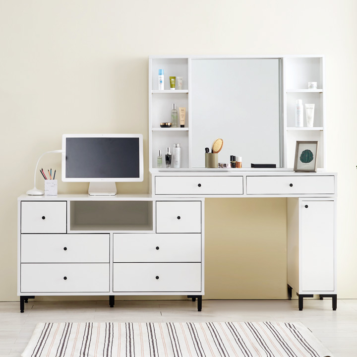 (착불) 아이비와이드수납화장대세트(일반거울)