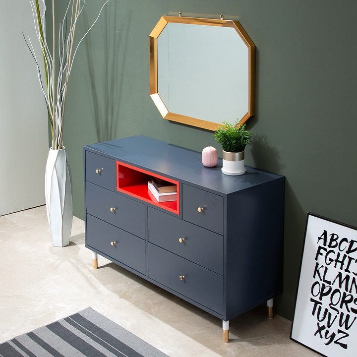 올리비아수납화장대(화이트/네이비)