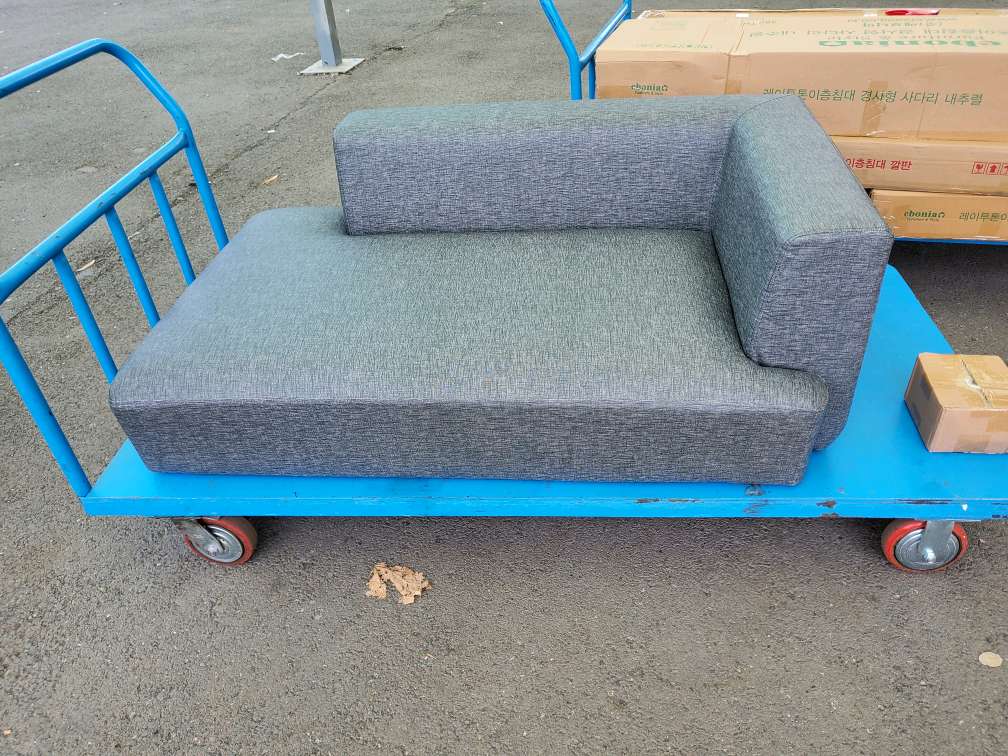 [B등급] 20210629-s10 119 퍼즐패브릭룩방수가죽2인소파의자_좌형_그레이