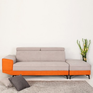 (착불) 마크아쿠아스웨이드4인용소파(스툴포함)