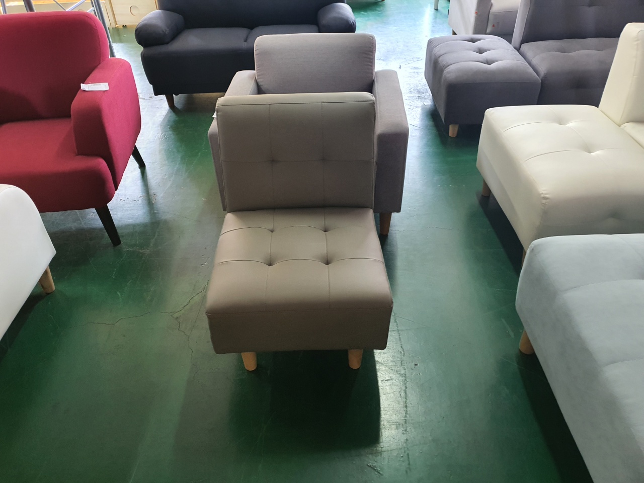 [B등급] 211001-8 포니1인소파_인조가죽_그레이