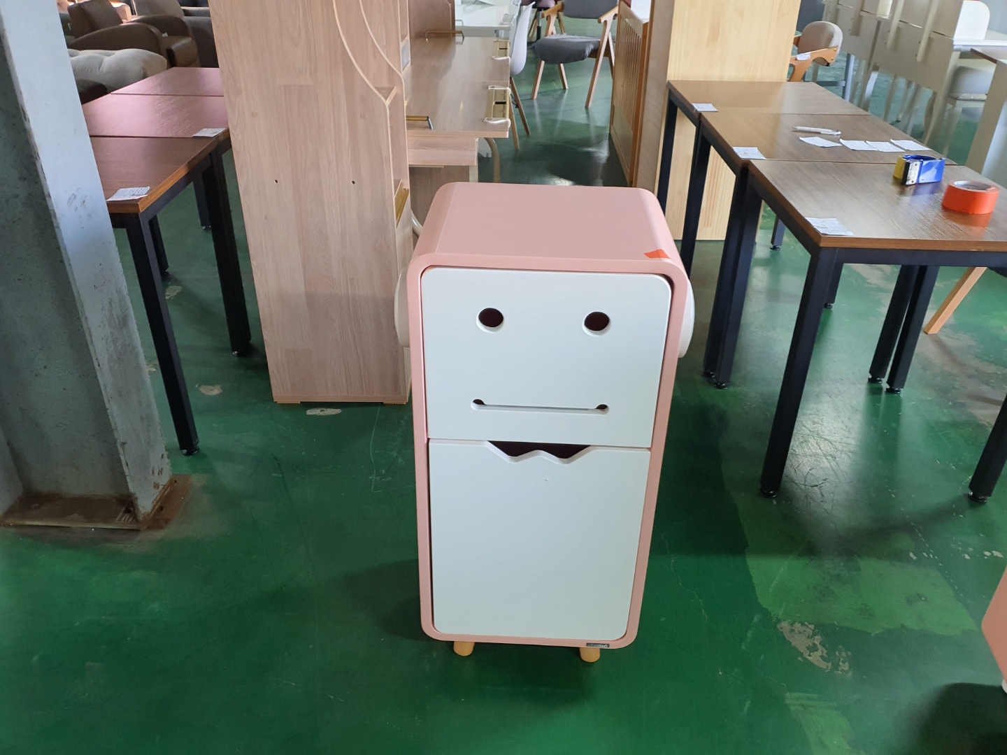 [B등급] 211014-12 스마일하이수납장_핑크바디_화이트도어_내추럴발통